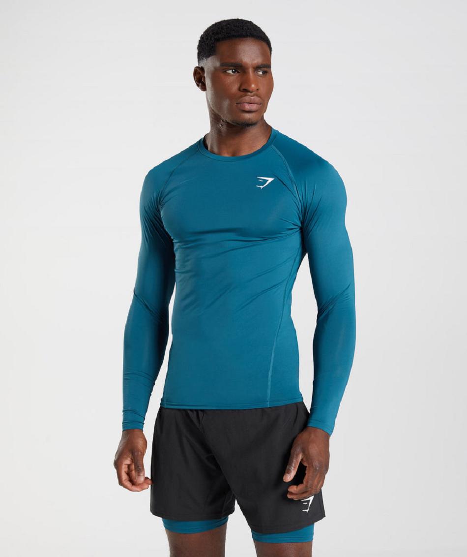 Long Sleeve Gymshark Element Baselayer Top Hombre Azules | CO 3473WNB